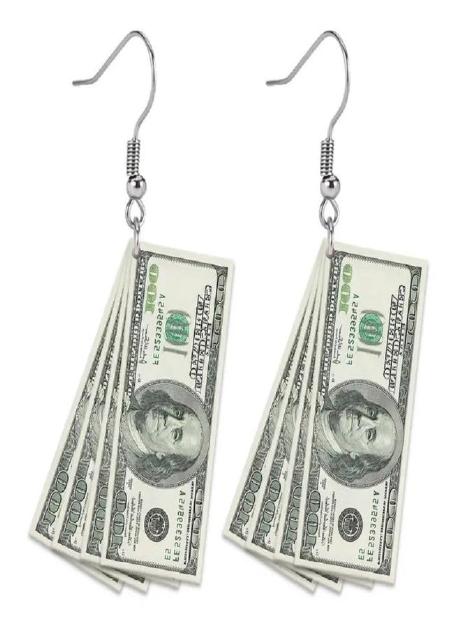 DATOA Dollar Sign Earrings Funny Lightweight Acrylic Retro 100 Dollar Bill Money Luck Symbol 2D Simulated Paper Cash Dangle Drop Statement Earrings Jelwery Gifts for Women - Style 01 - Image 1